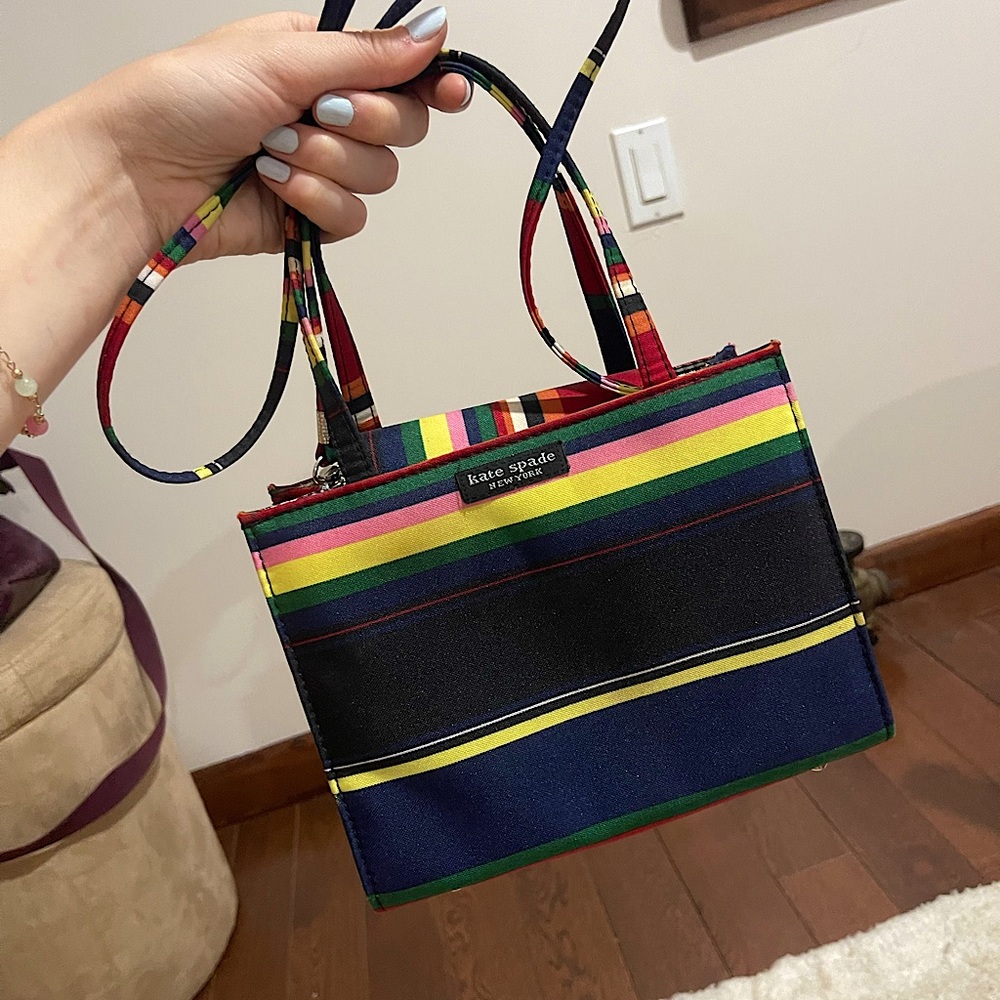 Kate spade 90s y2k striped mini sam bag handbag with crossbody strap